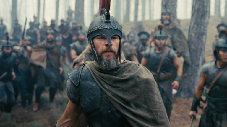 Jelenetfotó Christopher Nolan Odüsszeia (The Odyssey) című 2026-os filmjéből Matt Damon főszereplésével