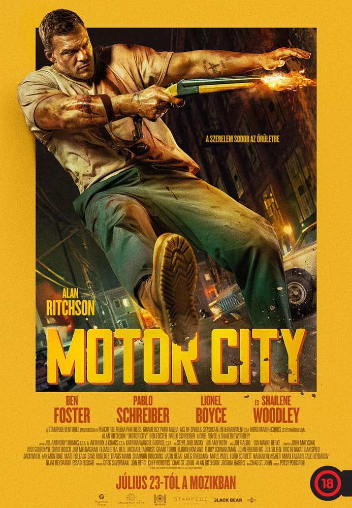 A Motor City című akciófilm posztere, rajta a Reacher című sorozat sztárja, Alan Ritchson