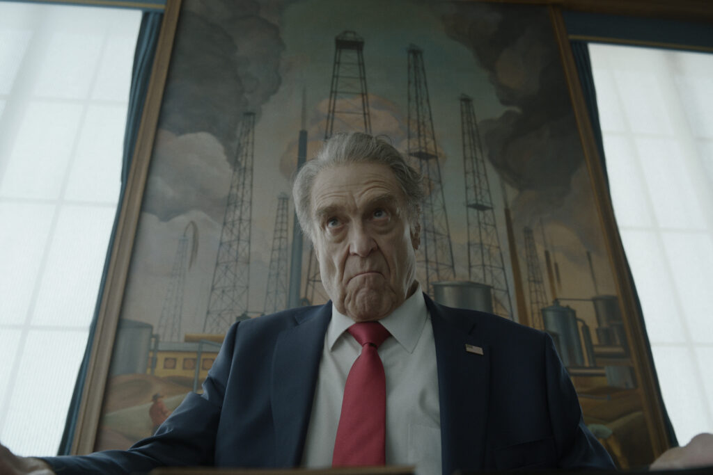John Goodman a 2026-os Digger című szatírában mint az Egyesült Államok elnöke
