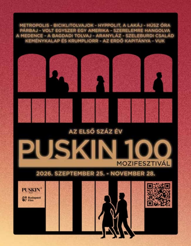 A budapesti Puskin Mozi 100. évfordulóját ünneplő programsorozat plakátja