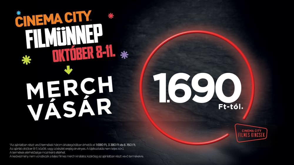 2026 október 8. és 11. között 1690 forintos merch akció a Cinema City Filmünnep keretében